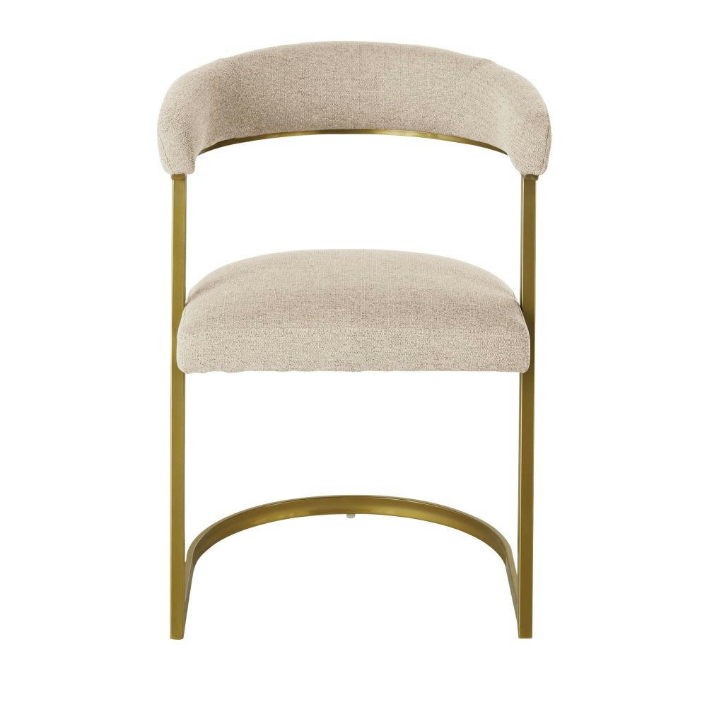 Warren - Fauteuil de table écru chiné et métal coloris laiton