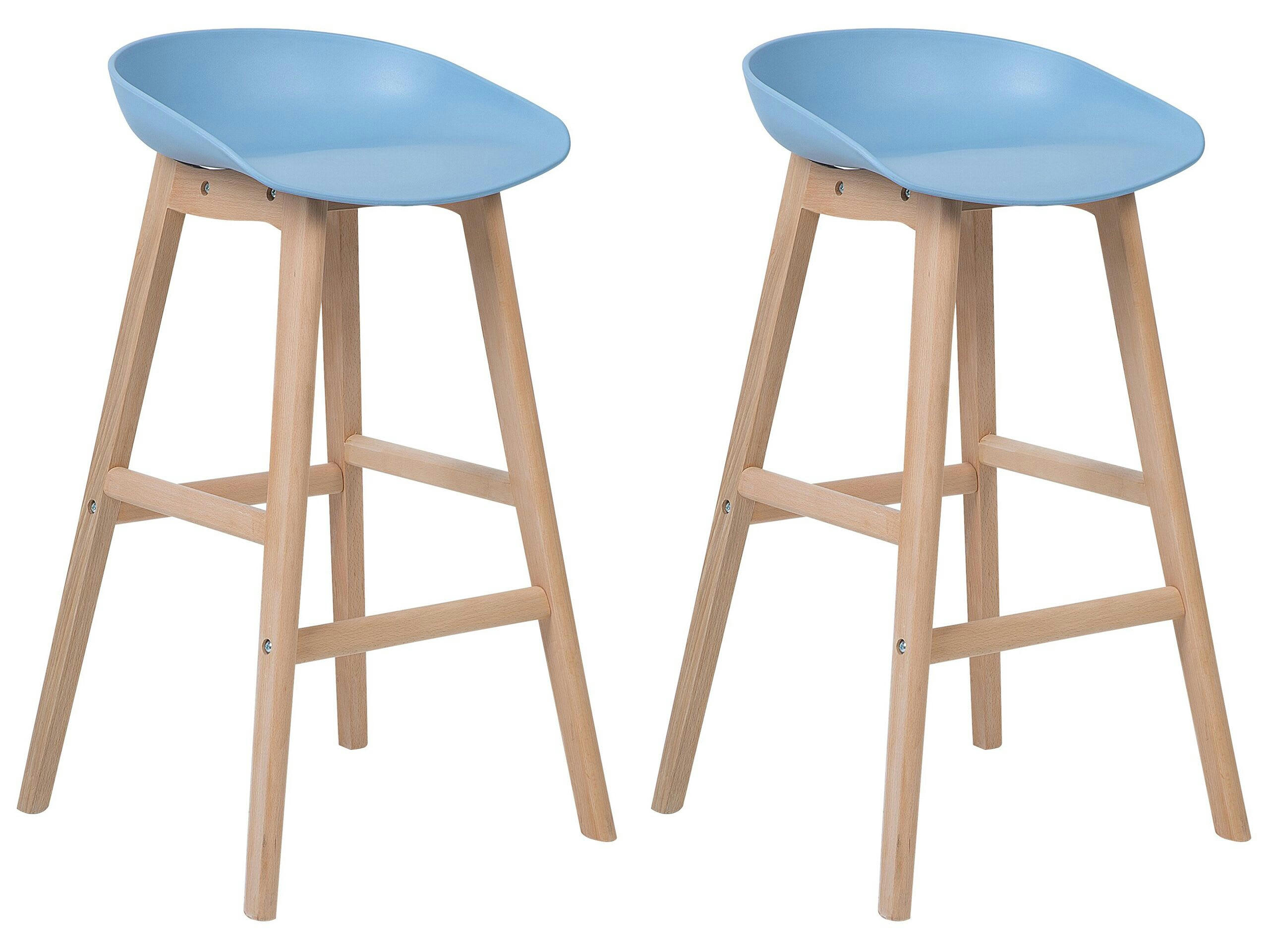 MICCO - Lot de 2 tabourets en bois bleu clair