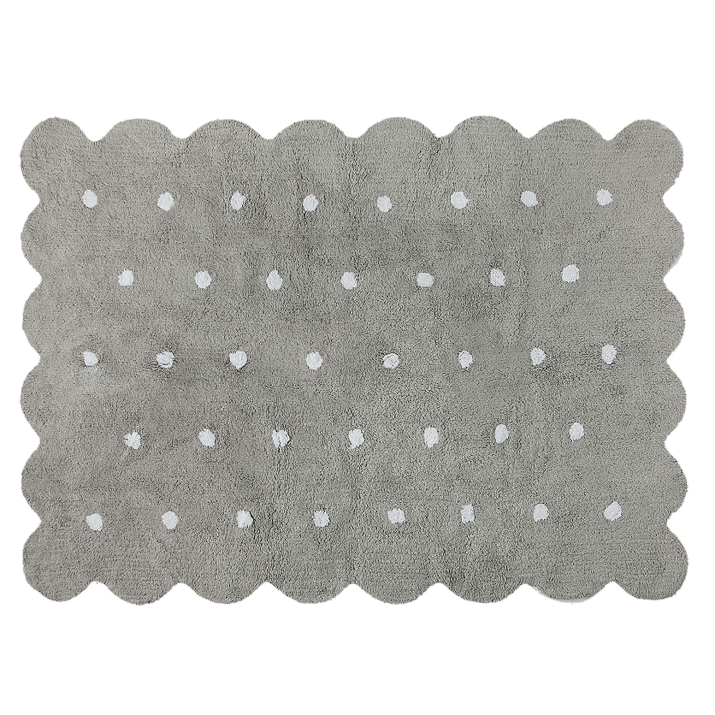 BISCUIT - Tapis coton forme biscuit gris 120x160