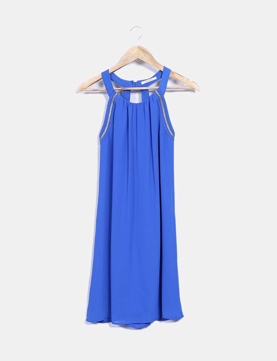 Camaïeu Blue klein chiffon dress with gold details