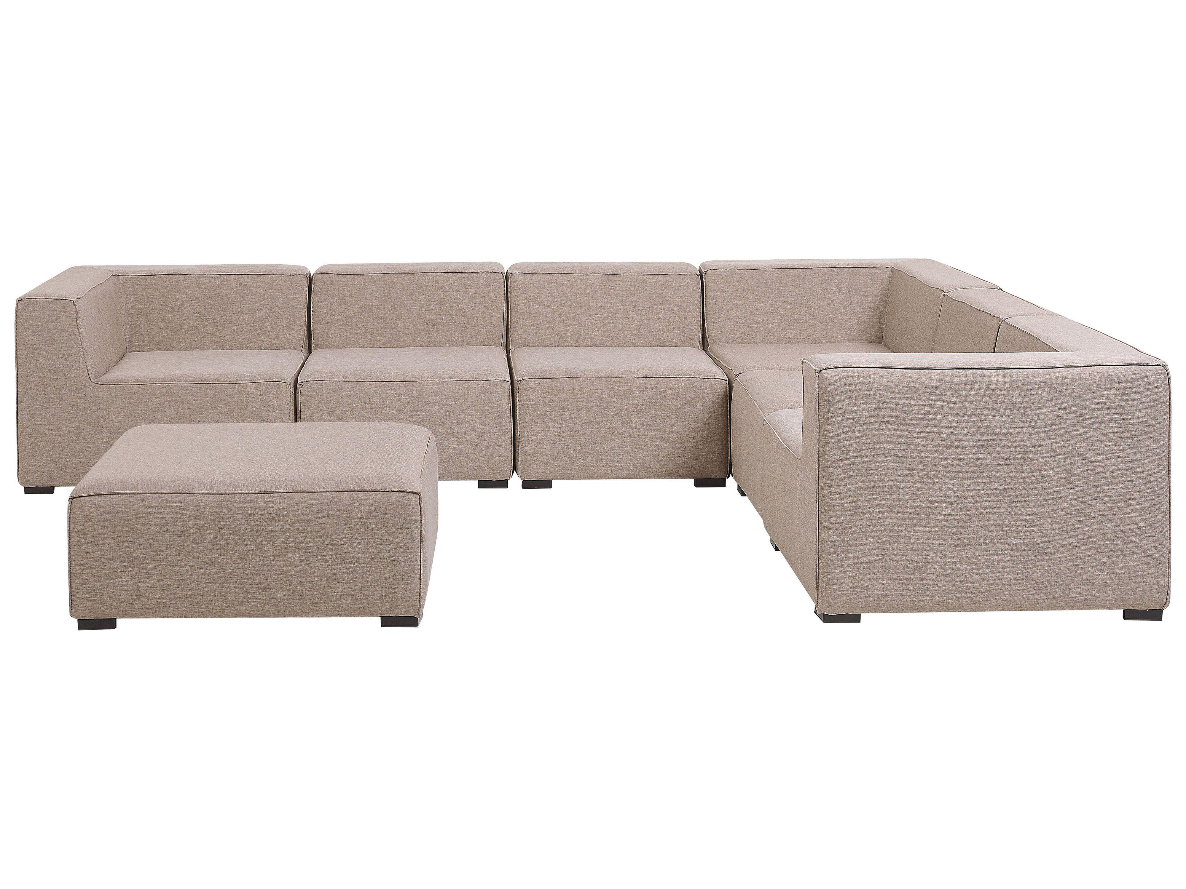 Garden Corner Sofa with Ottoman 7 Seater AREZZO Left Hand Modular Beige
