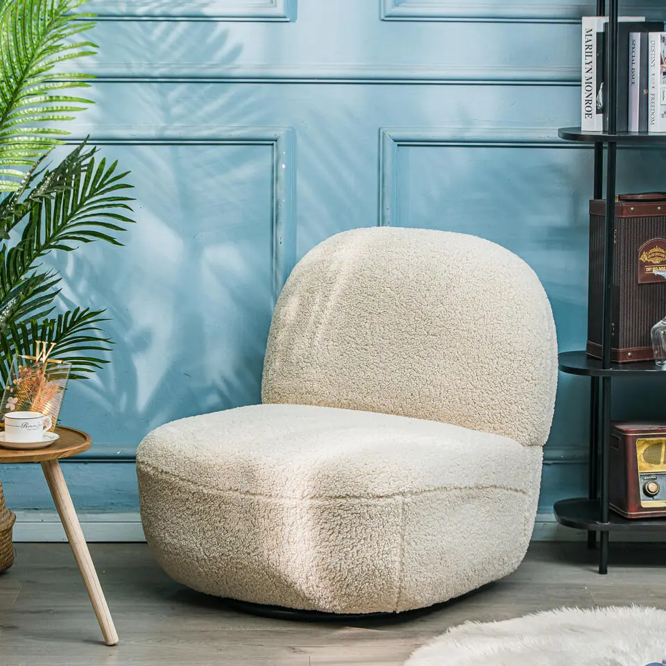 Salonstoel Swivel van metaal en witte lussen