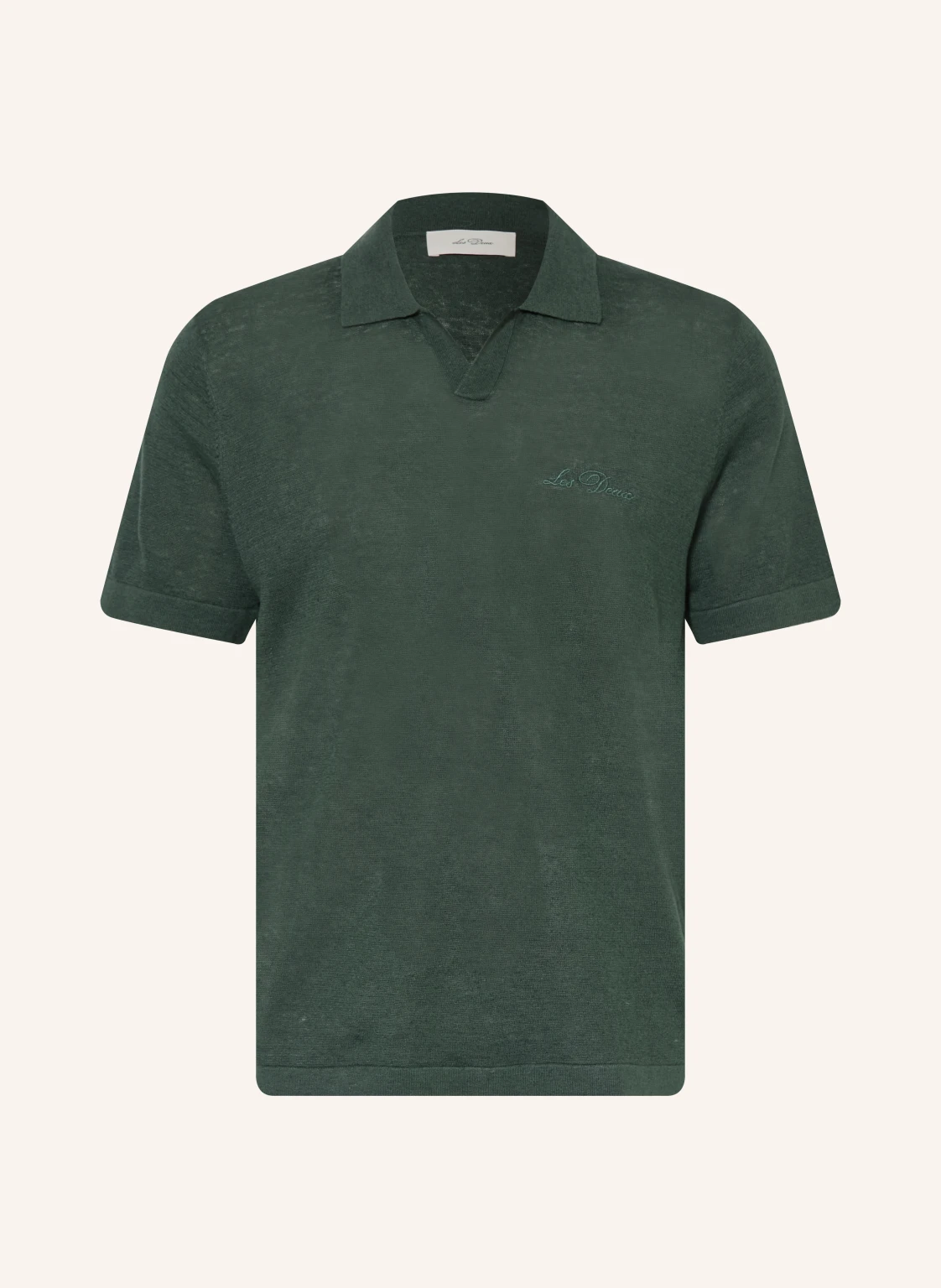 LES DEUX Strick-Poloshirt mit Leinen