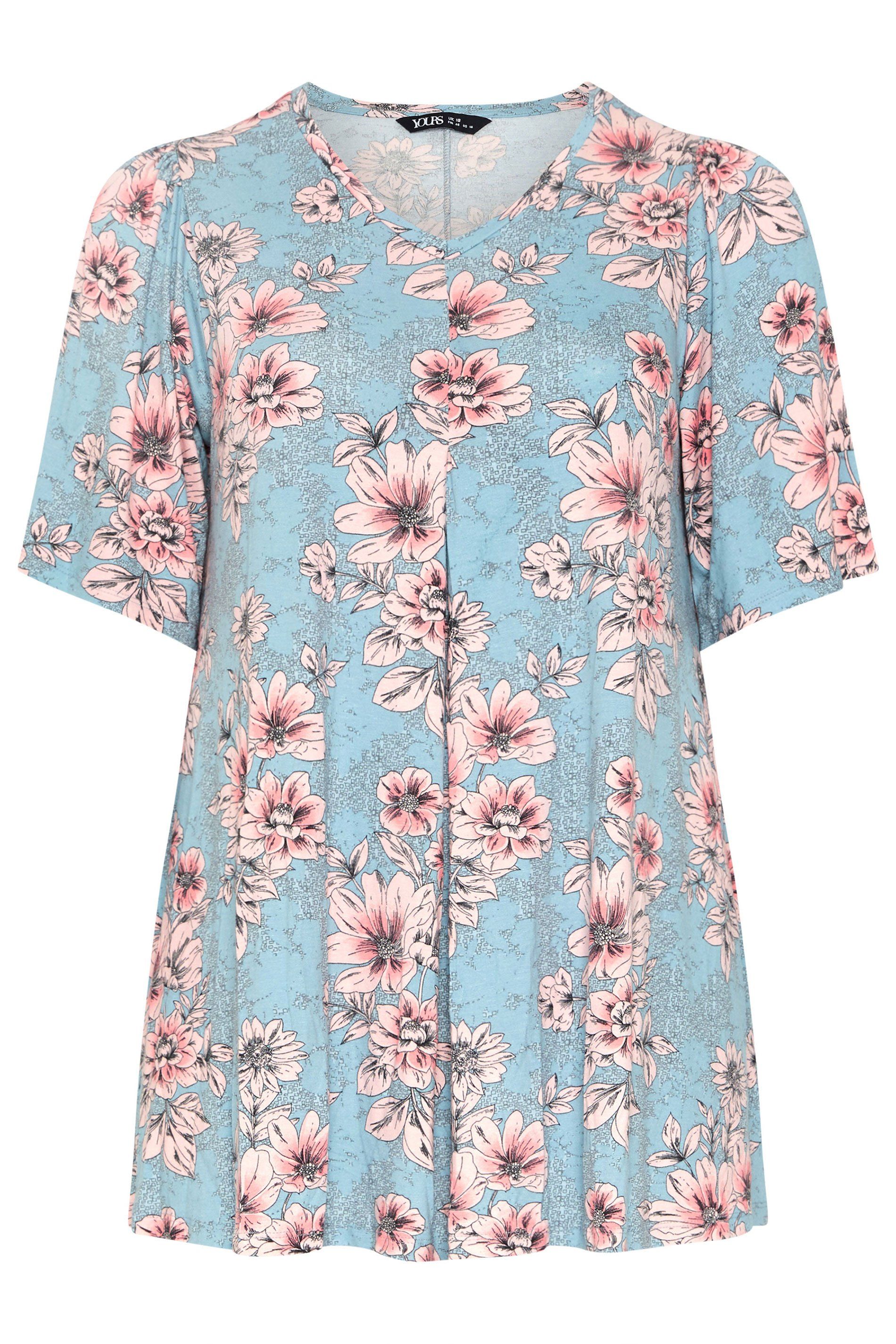 Yours Floral Pleated Front Top