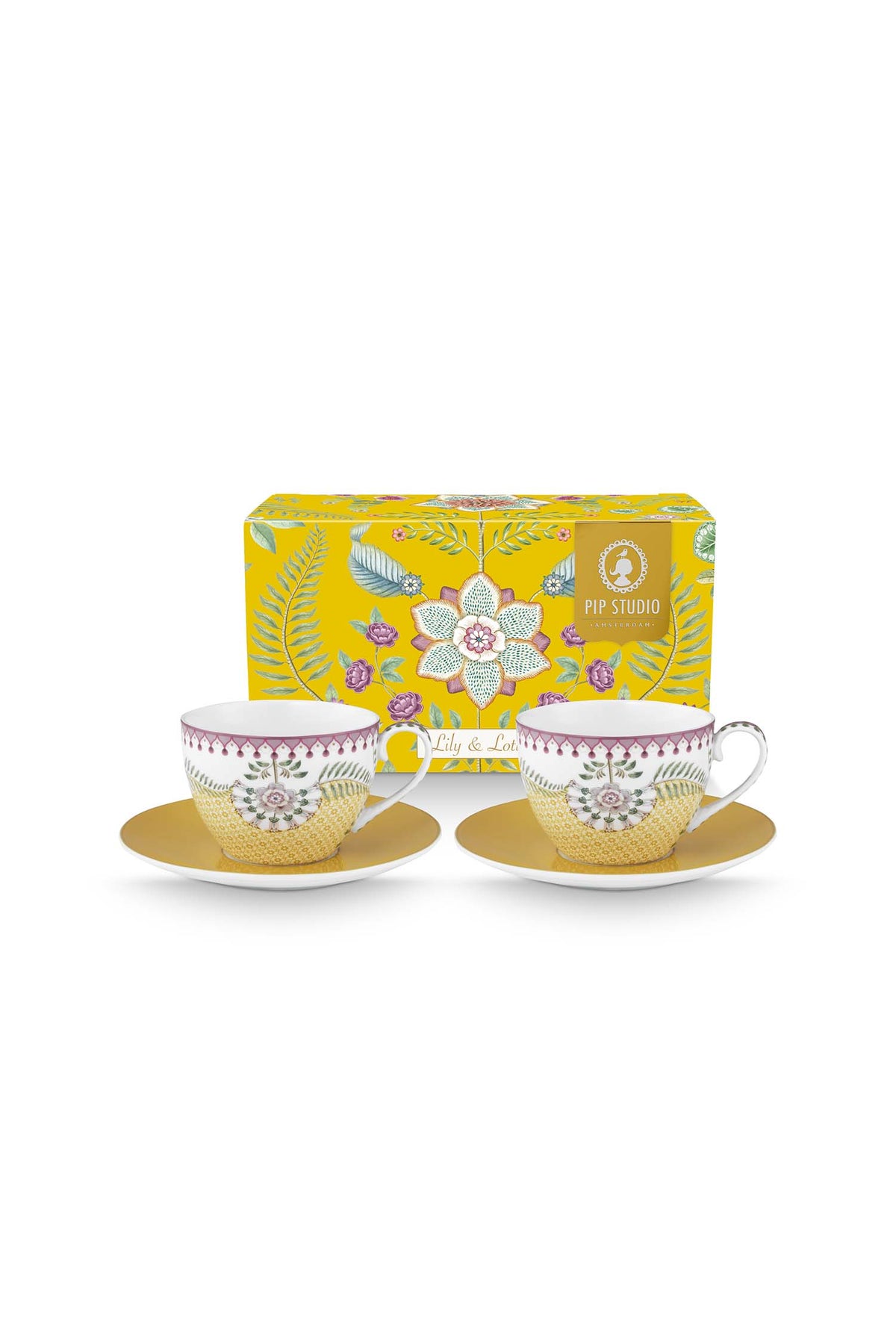 Pip Studio Kop en Schotel - Lily&Lotus - Geel - 300ml - Set van 2