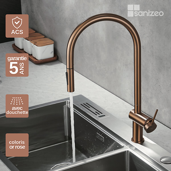 Mitigeur de Cuisine avec Douchette BERNA Or Rose IMEX PRODUCTS