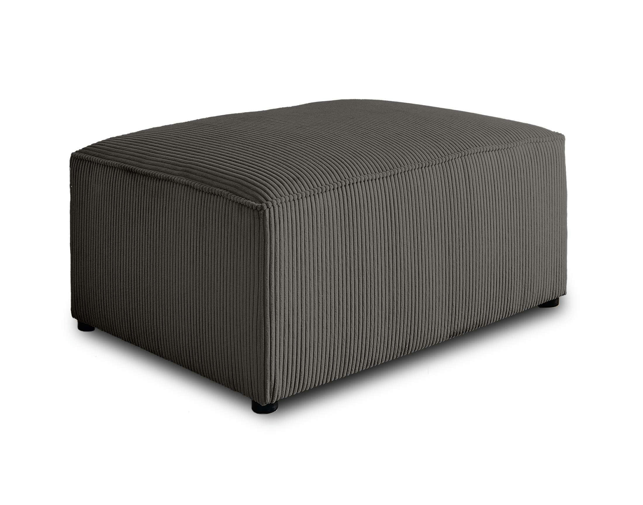 TOPAZE - Pouf en velours côtelé gris