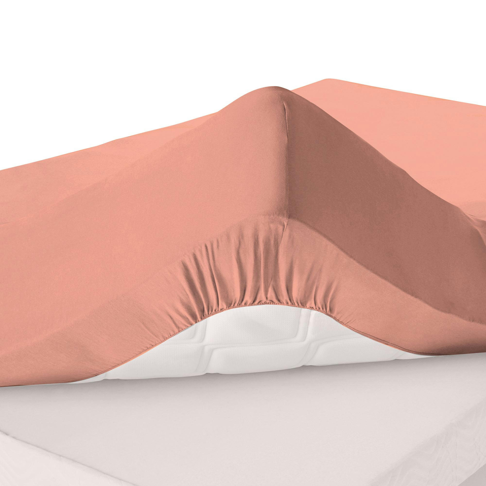 FLANELLE - Drap-housse grand bonnet 140x200x32 rose poudré en coton