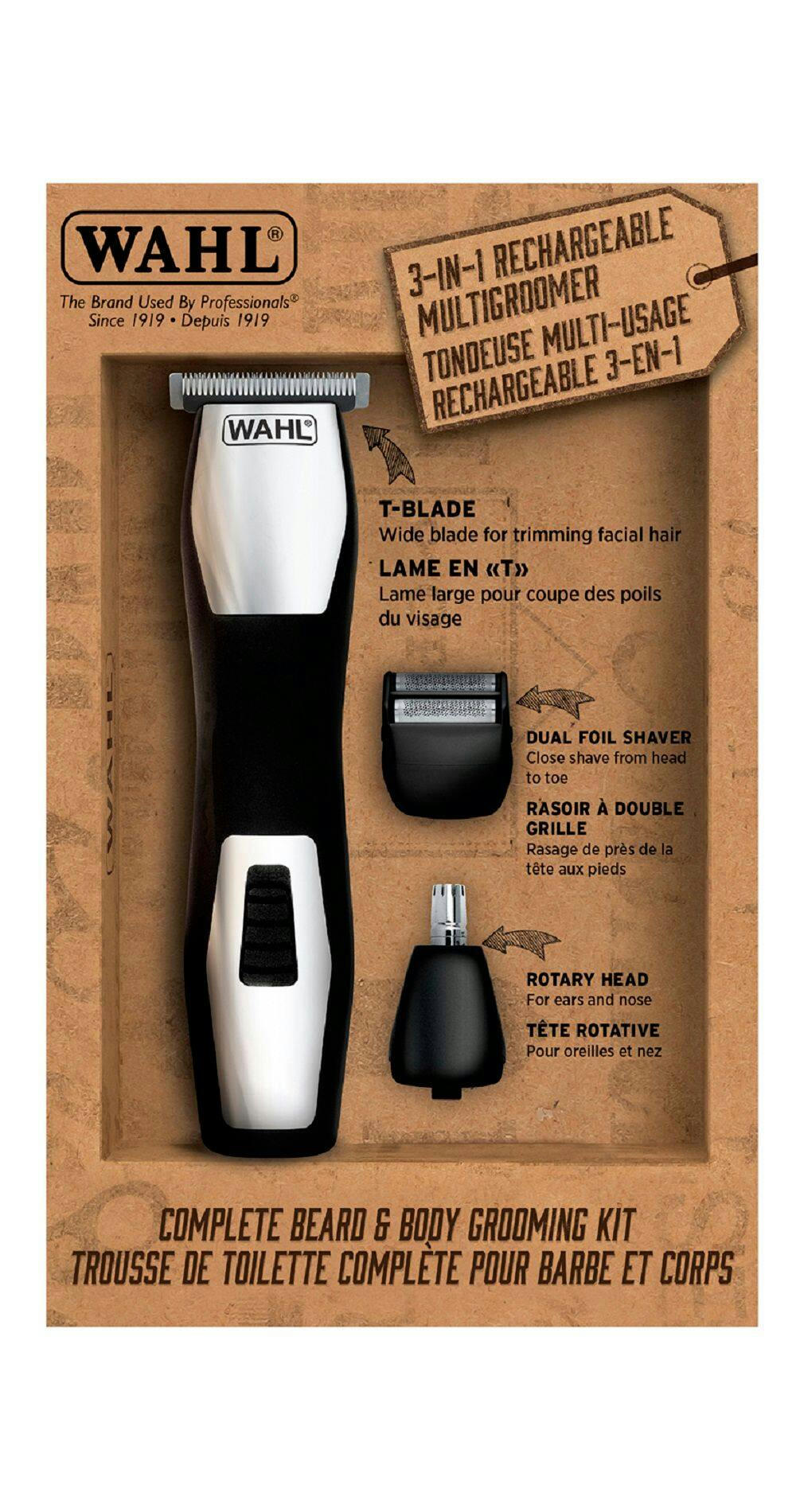 Wahl 3285 Beard & Body Grooming Kit with Rechargeable Cordless Hair Clipper/Trimmer, 10-pc