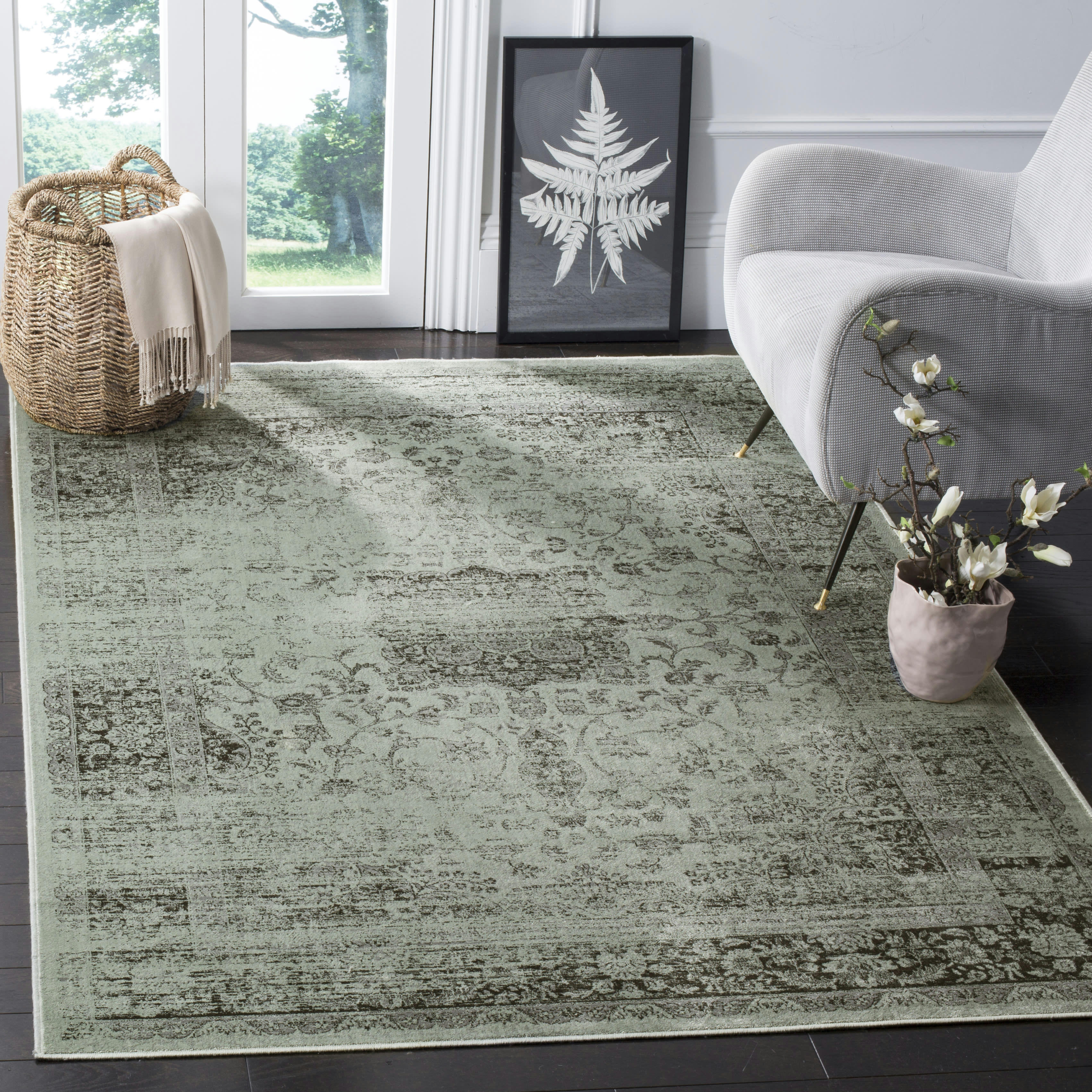 VINTAGE - Tapis de salon interieur en gris & epicea, 183 x 183 cm