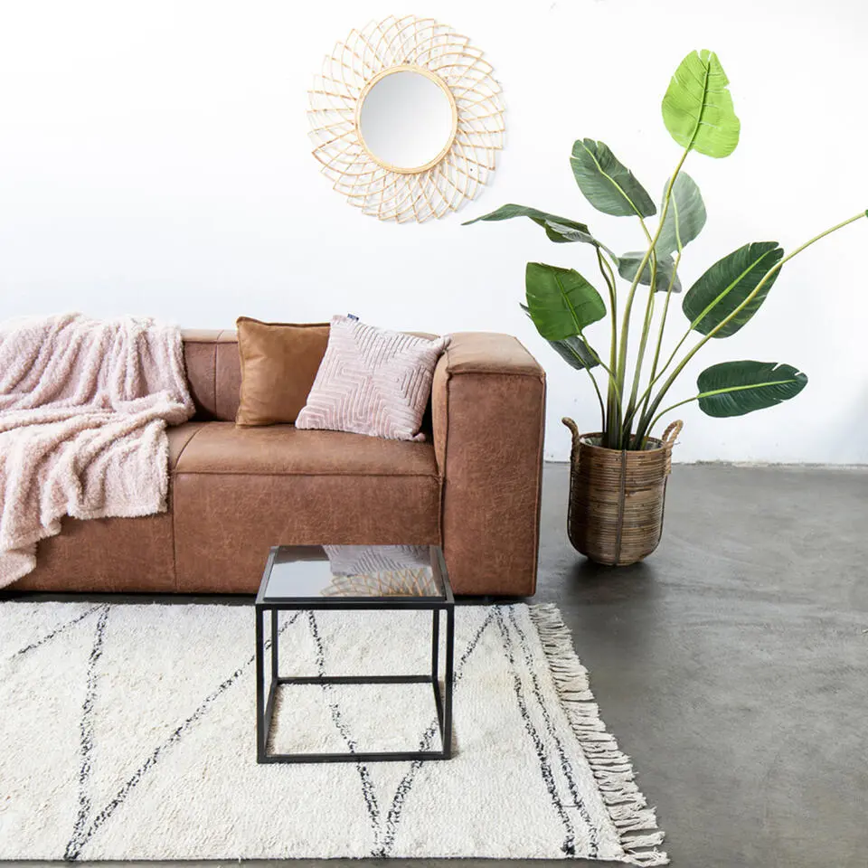 Vloerkleed 120x180 - Beige & Zwart - Katoen Polyester - Vloerkleed Kabah