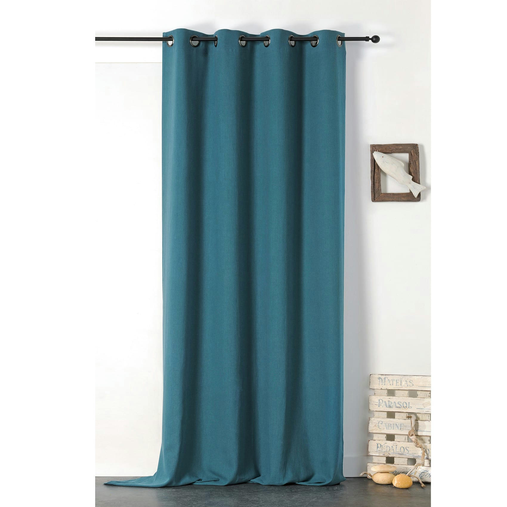 - Rideau en 100% lin libeccio bleu 135x255 cm