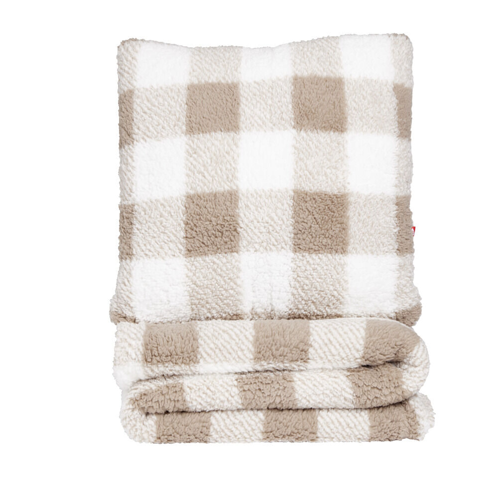 Plaid 130x160cm avec coussin 45x45cm motif tartan - 3 modèles