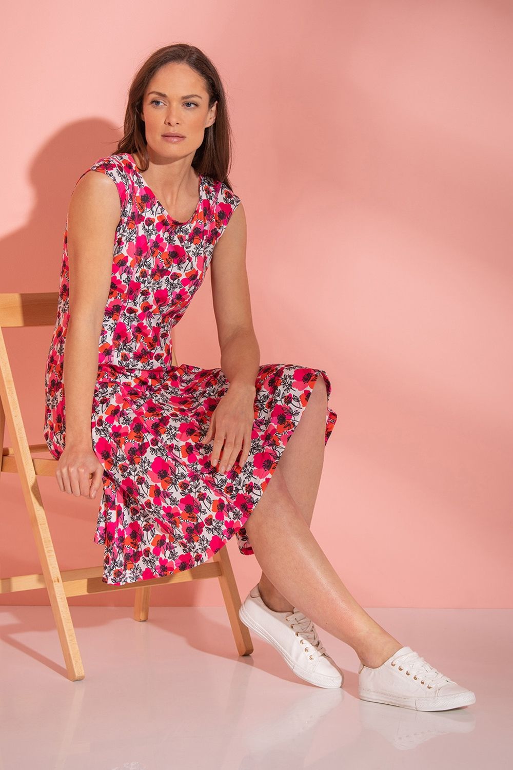 Klass. Floral Sketch Print Panelled Stretch Dress