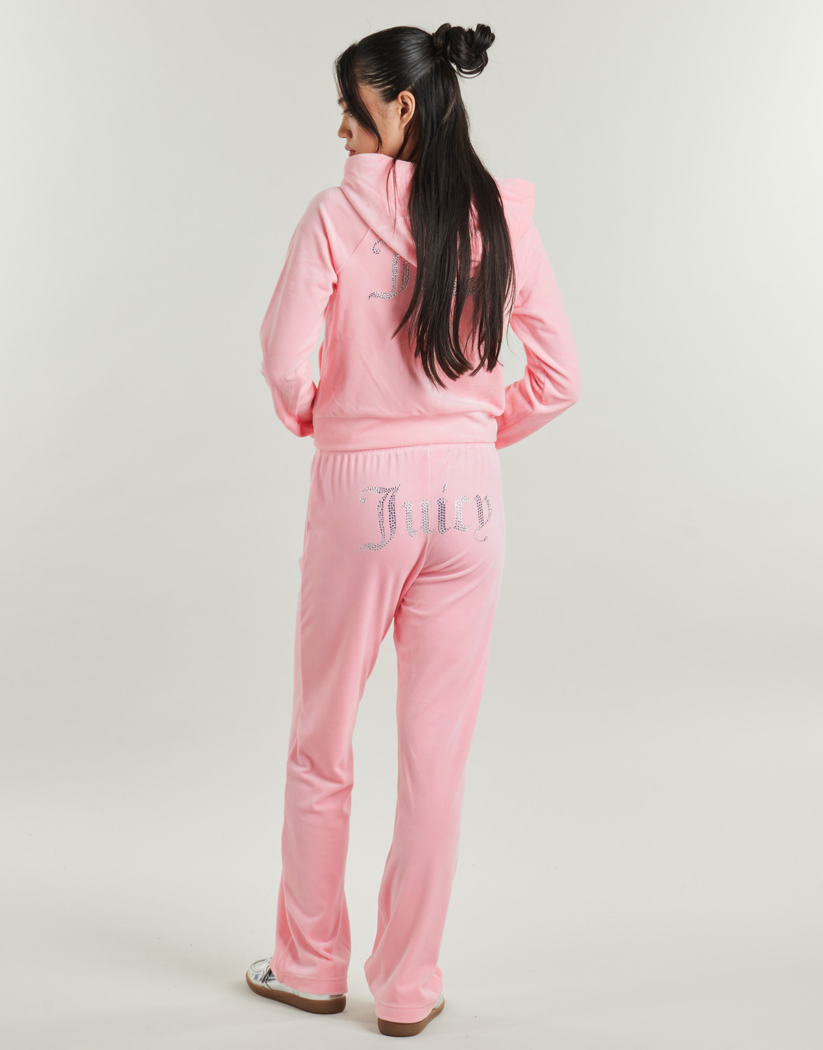 Juicy Couture - Tina Velour Track Pant With Diamante Branding - Pink