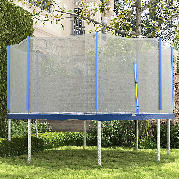 Filet de sécurité trampoline porte zippée dia. 426 cm 8 poteaux bleu noir