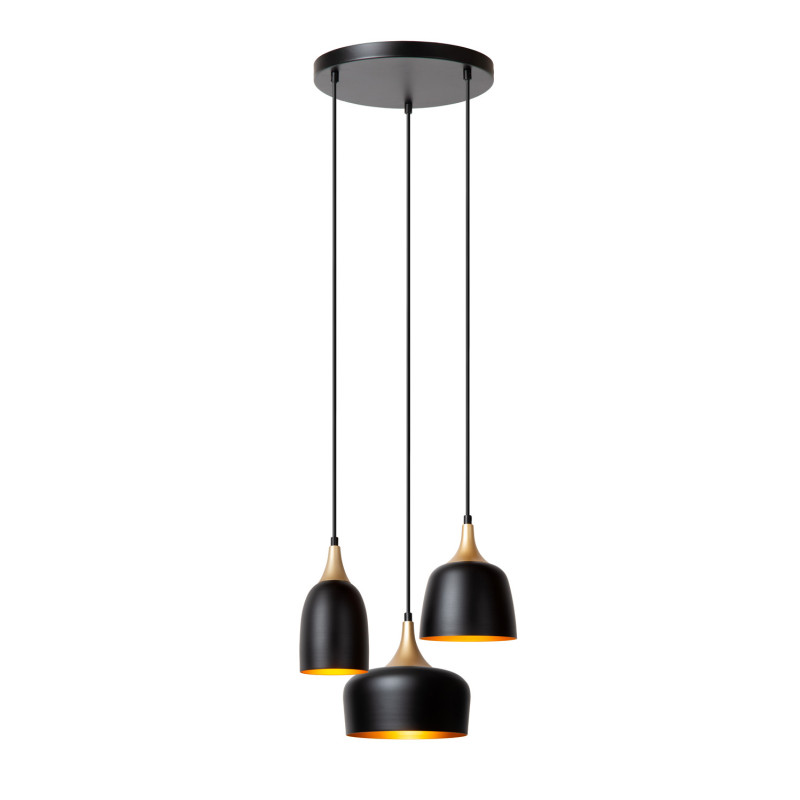 Suspension Chayanne noire Ø 30 cm E14 3 x 10 W LUCIDE