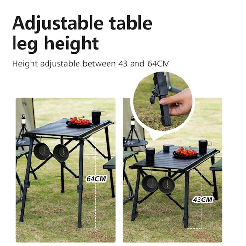 NNEOBA Multifunctional IGT Camping Table Adjustable Aluminum Alloy Black