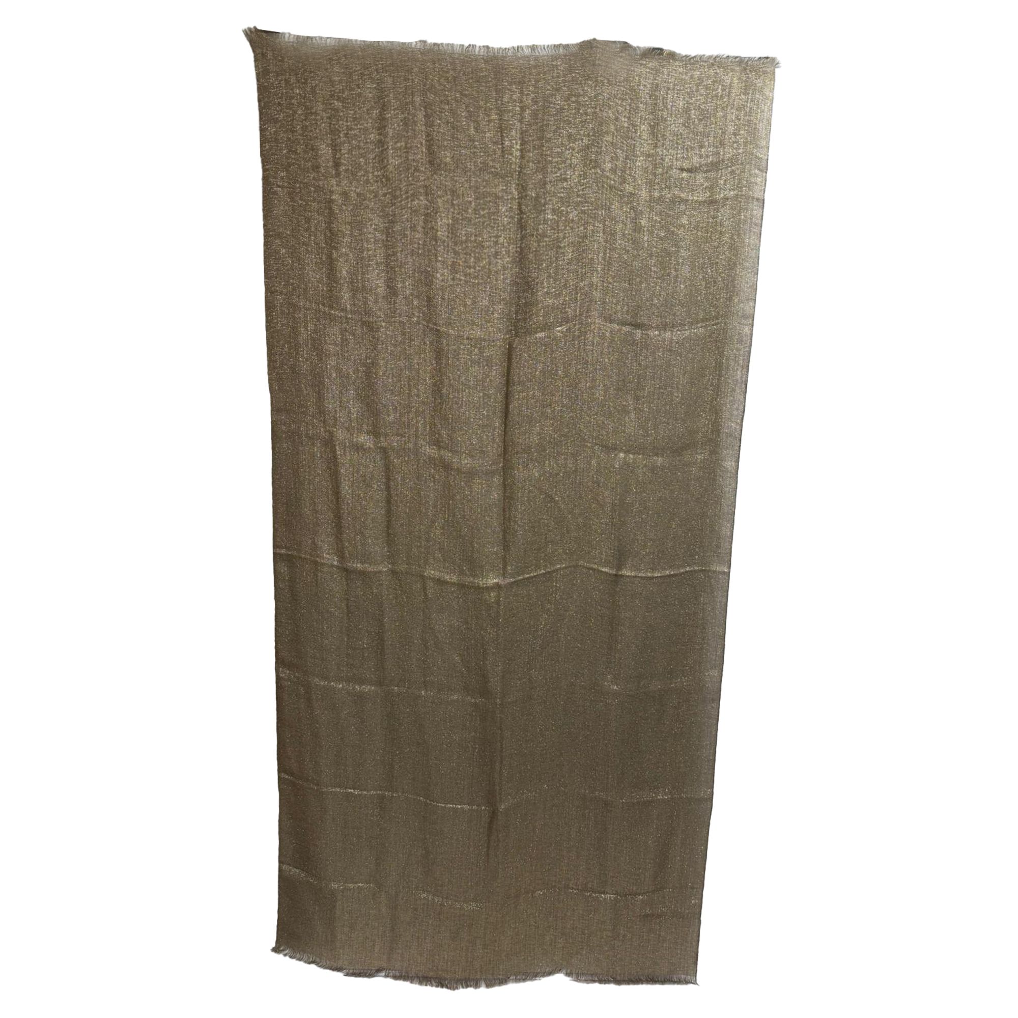 Brunello Cucinelli Preloved Frayed-Edge Scarf Gold Cashmere