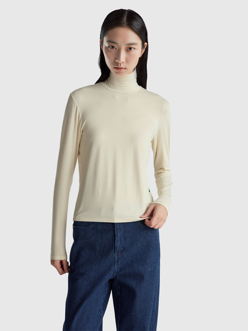Turtleneck t-shirt in stretch viscose