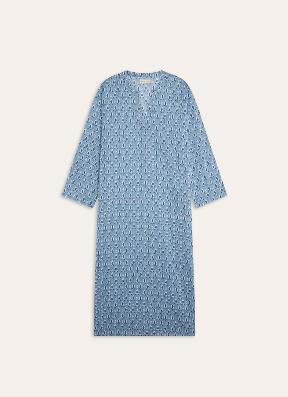 ROBE LONGUE EN COTON IMPRIMÉ INDIEN BLEU