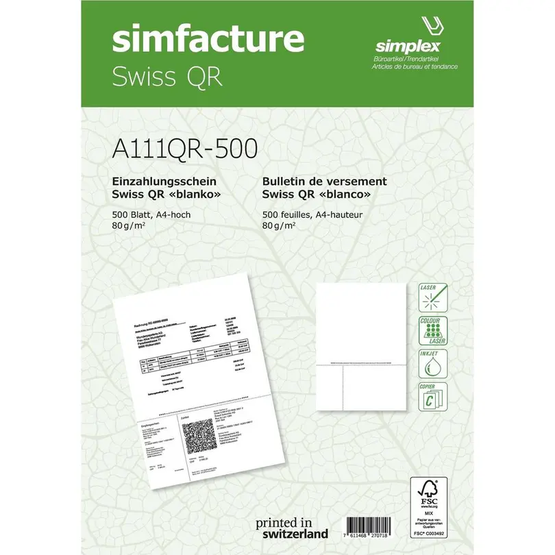 Büro-Notizblätter 1000er-Set Simfacture Swiss QR