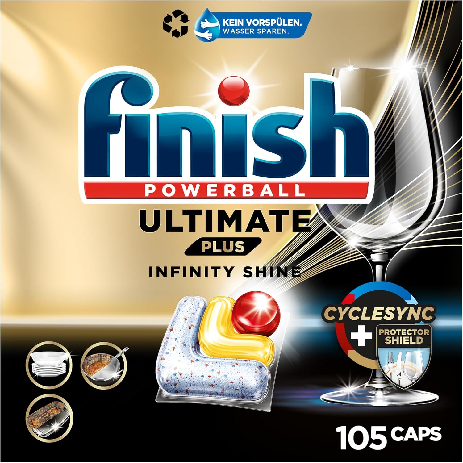 Finish Ultimate Plus Infinity Shine Citrus Dishwasher Tablets - Dishwasher Tablets for Intensive Cleaning, Grease Dissolving Power and Shine with Protective Shield