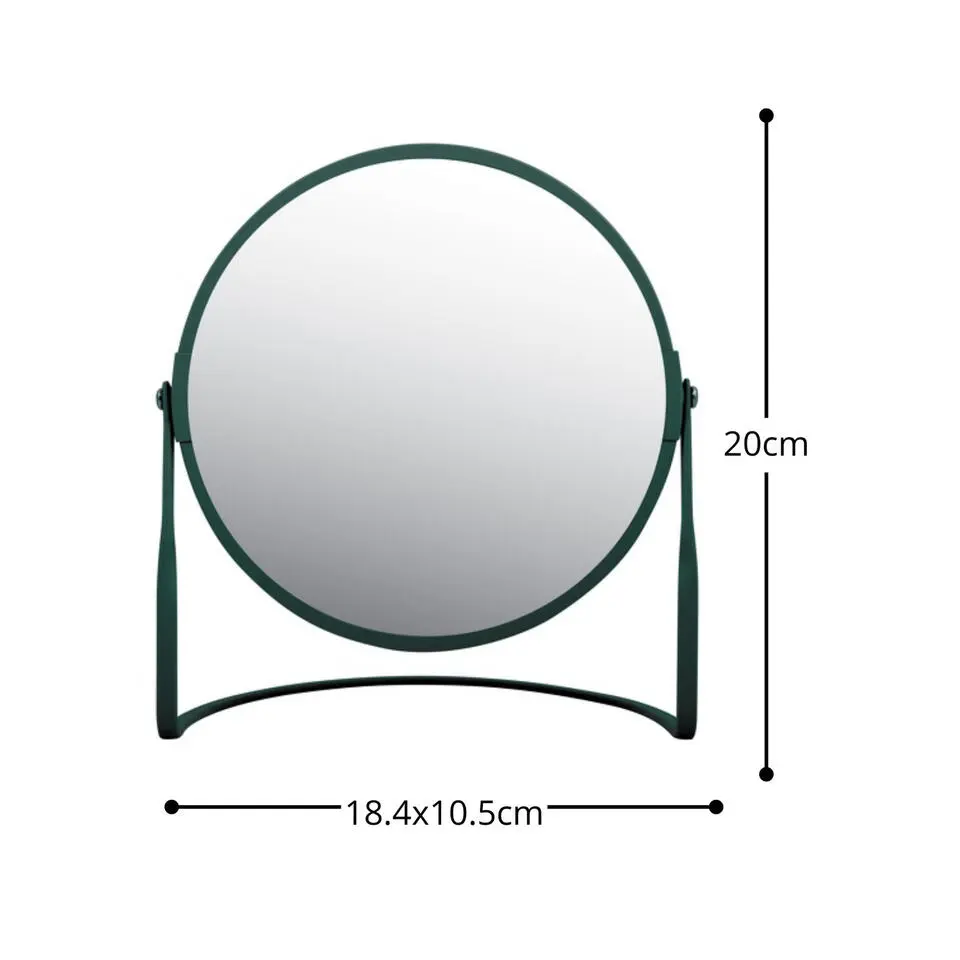 Make-up spiegel Cannes - 5x zoom - metaal - 18 x 20 cm - donkergroen