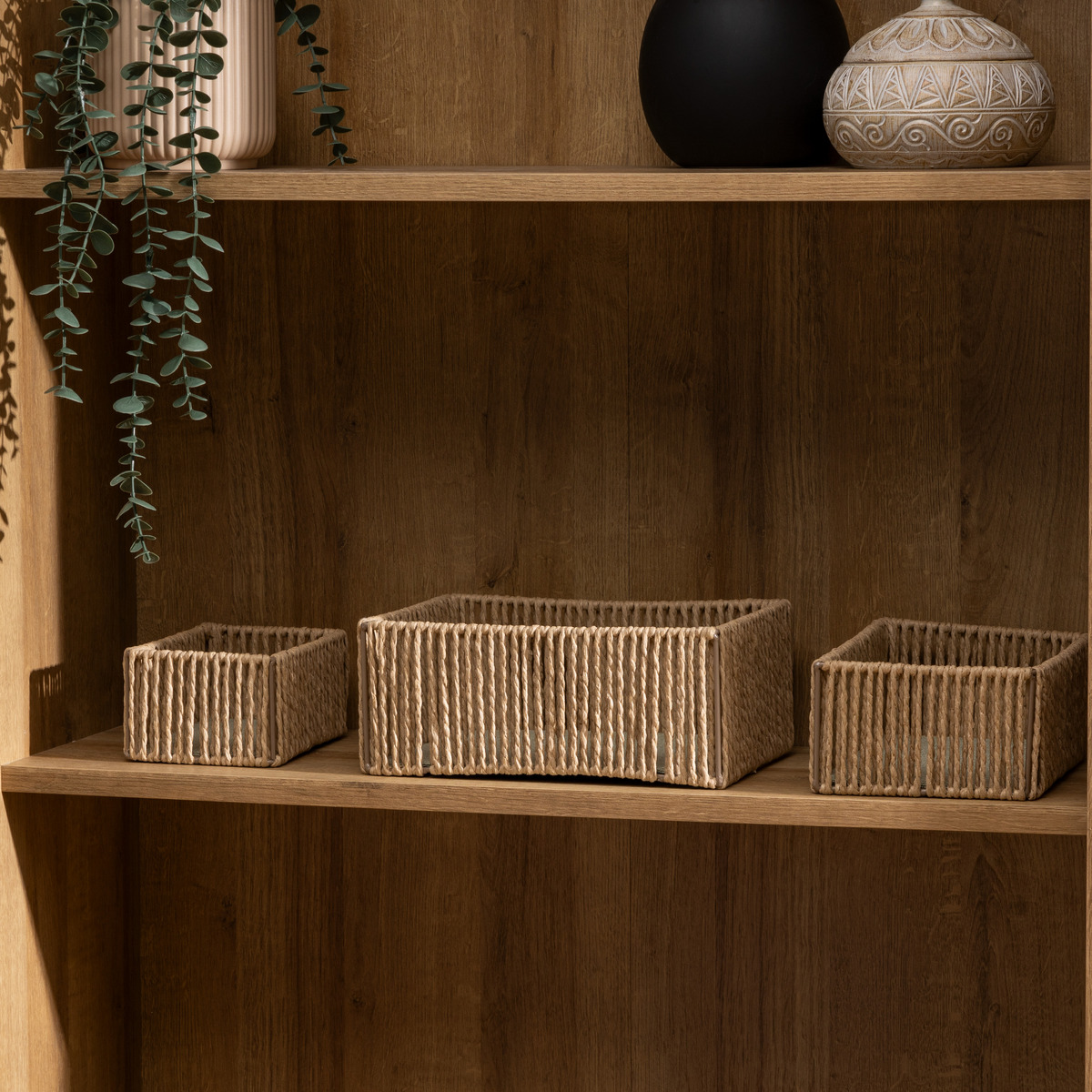 Set of 3 baskets "Ali" Beige, H.11/9/8 cm