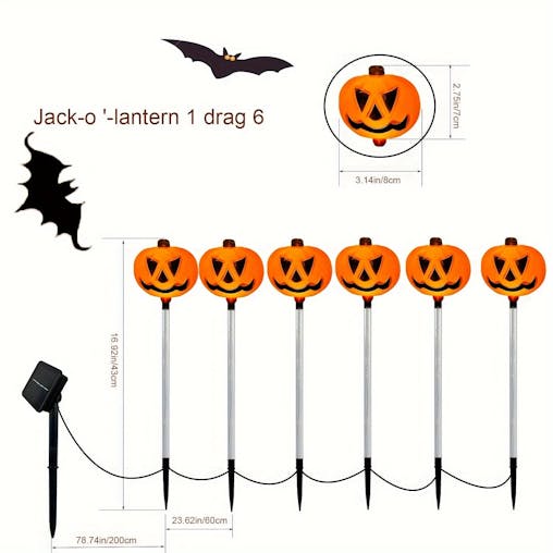 NNETM Solar-Powered Halloween Pumpkin Lights