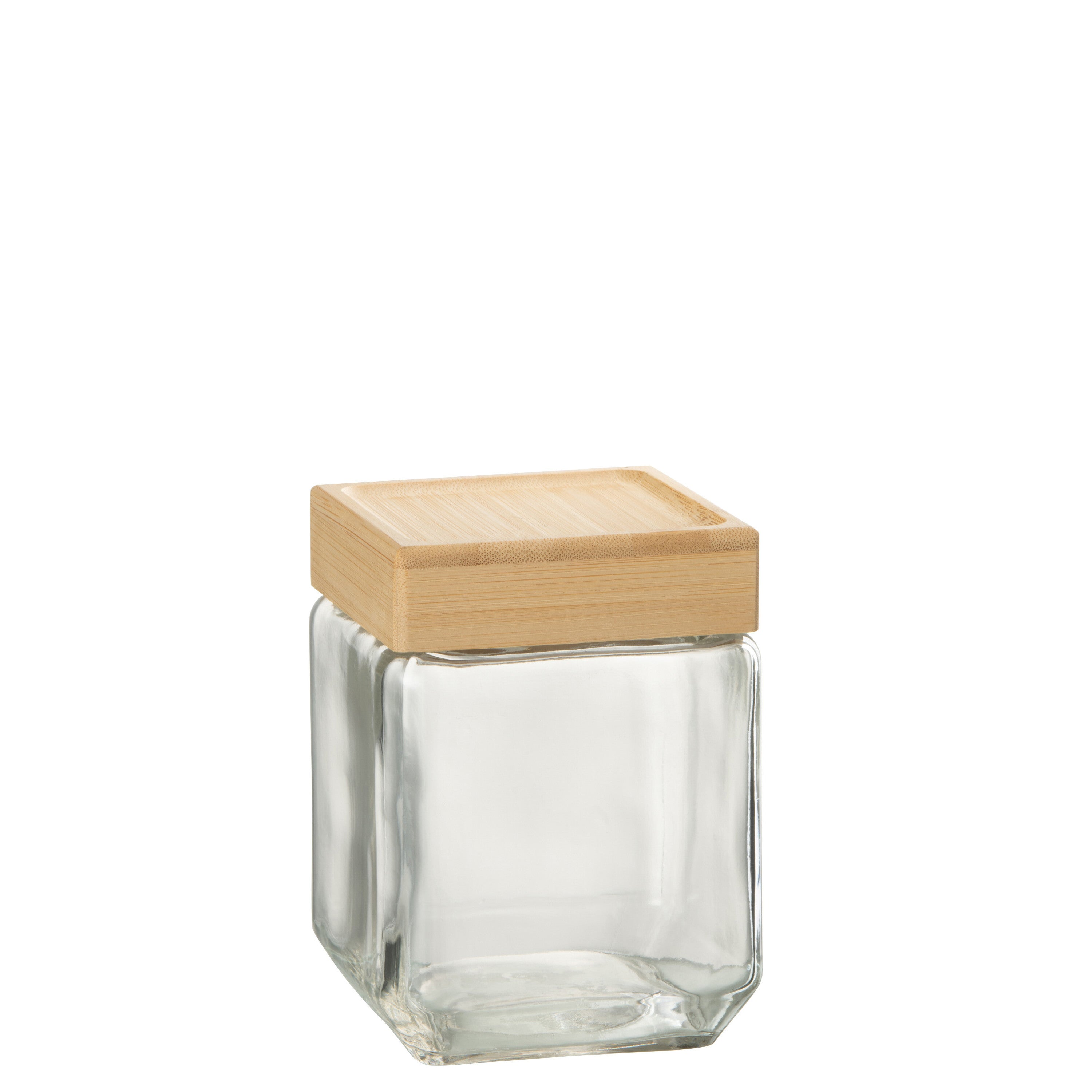 J-Line voorraadpot Brad - glas bamboe - transparant naturel