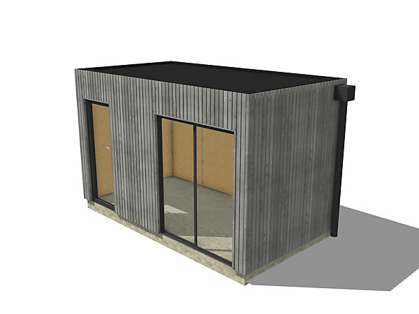 Bureau de jardin bois en bois 4,4 x 2,4 x 2,7 m / menuiseries alu k-line