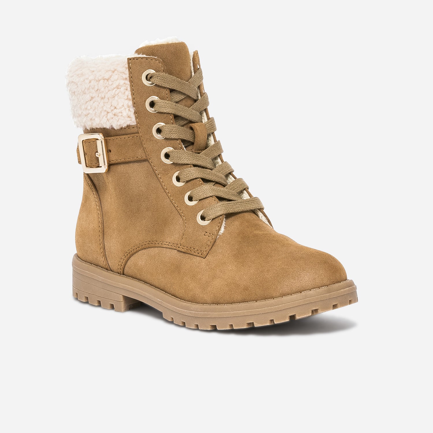 Boots à lacet camel fourré