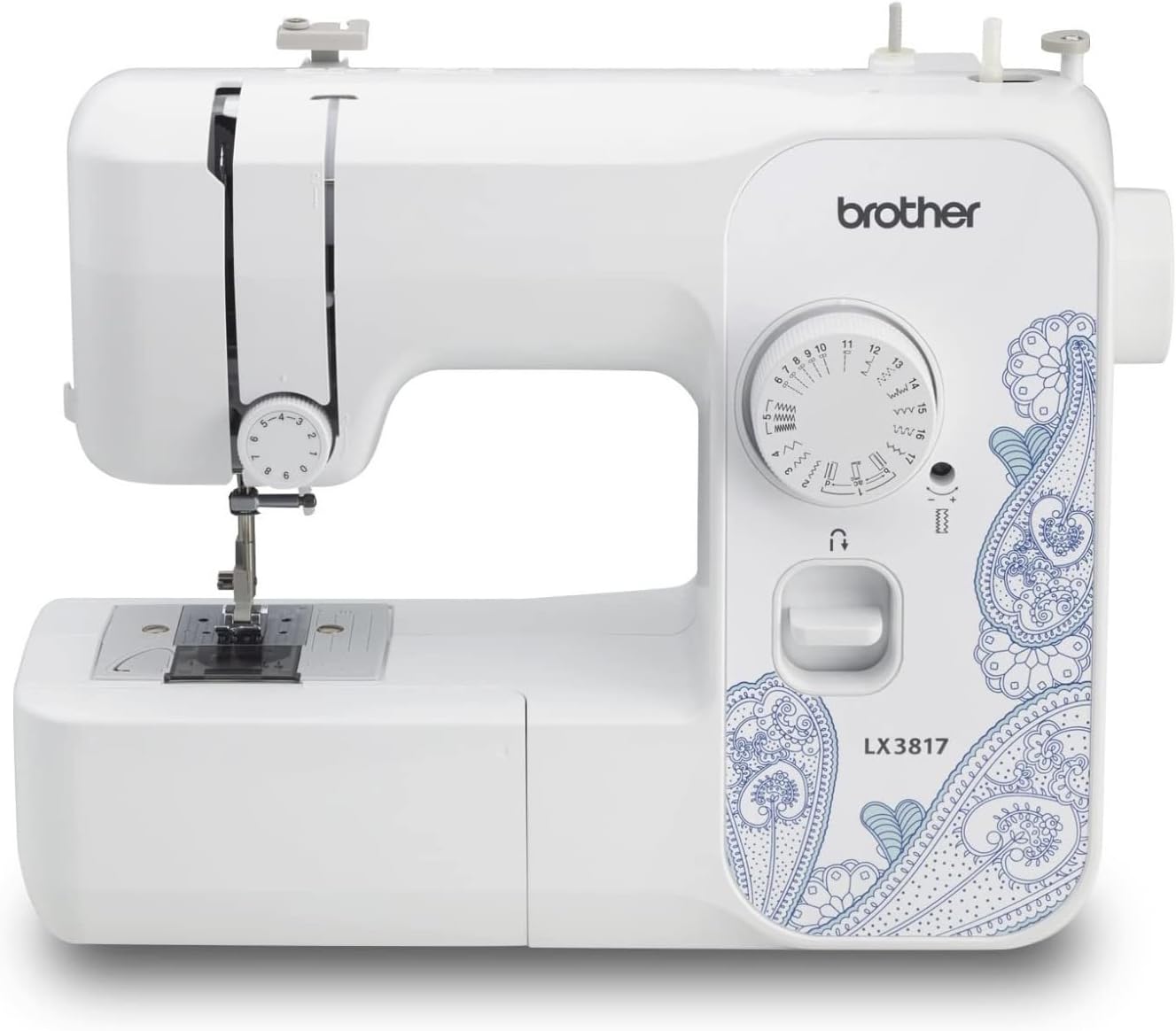 Brother RLX3817 17-Stitch Full-Size Sewing Machine (White) Bundle with Hardcase and Sewing Thread Kit (3 Items) (Certified Renewed)