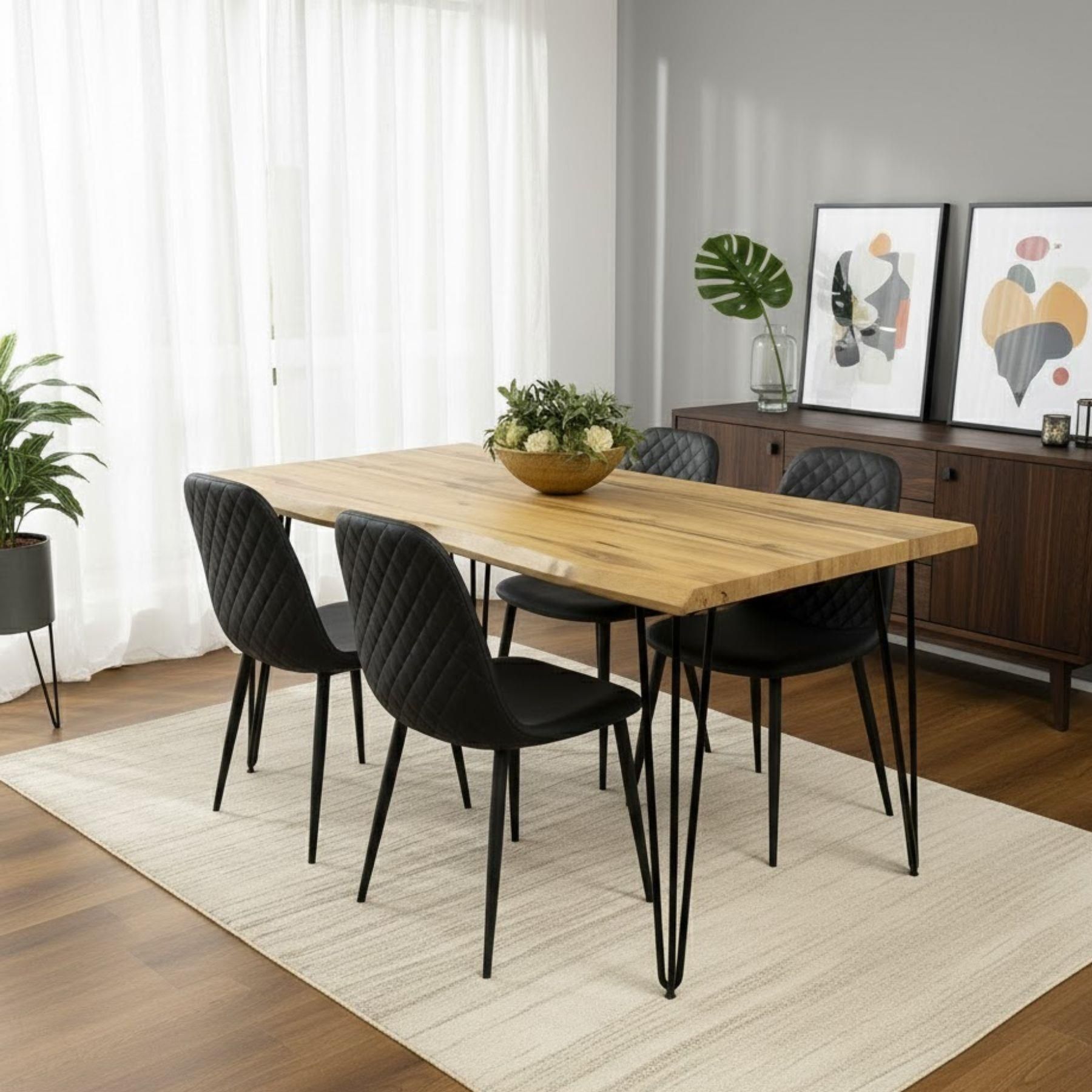 KOSY KOALA Dining Table Set and 4 Faux Leather Chairs Kitchen Dining Furniture