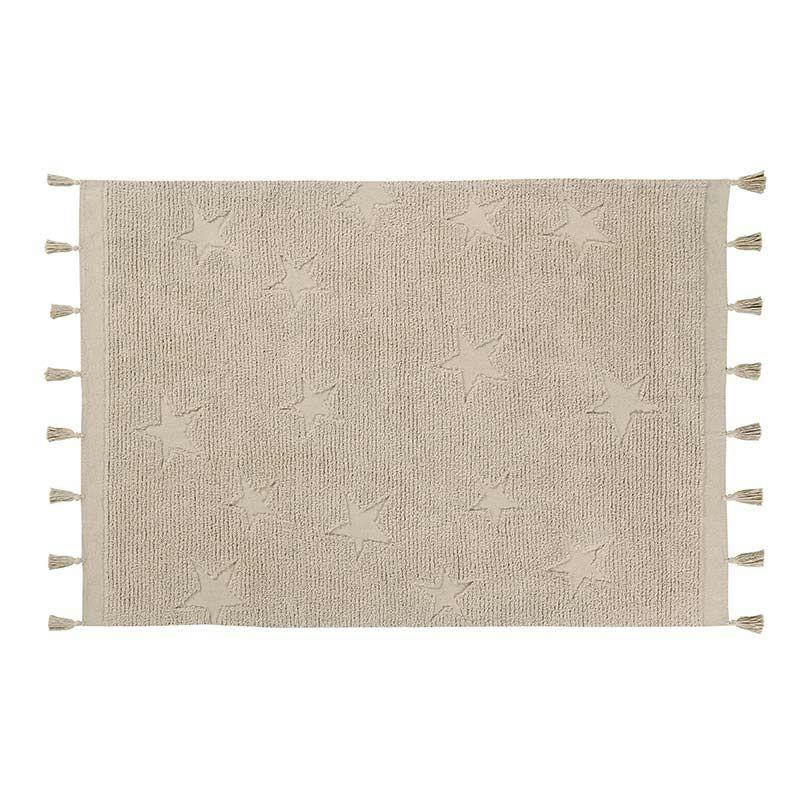 STAR - Tapis coton motif star beige 120x175cm