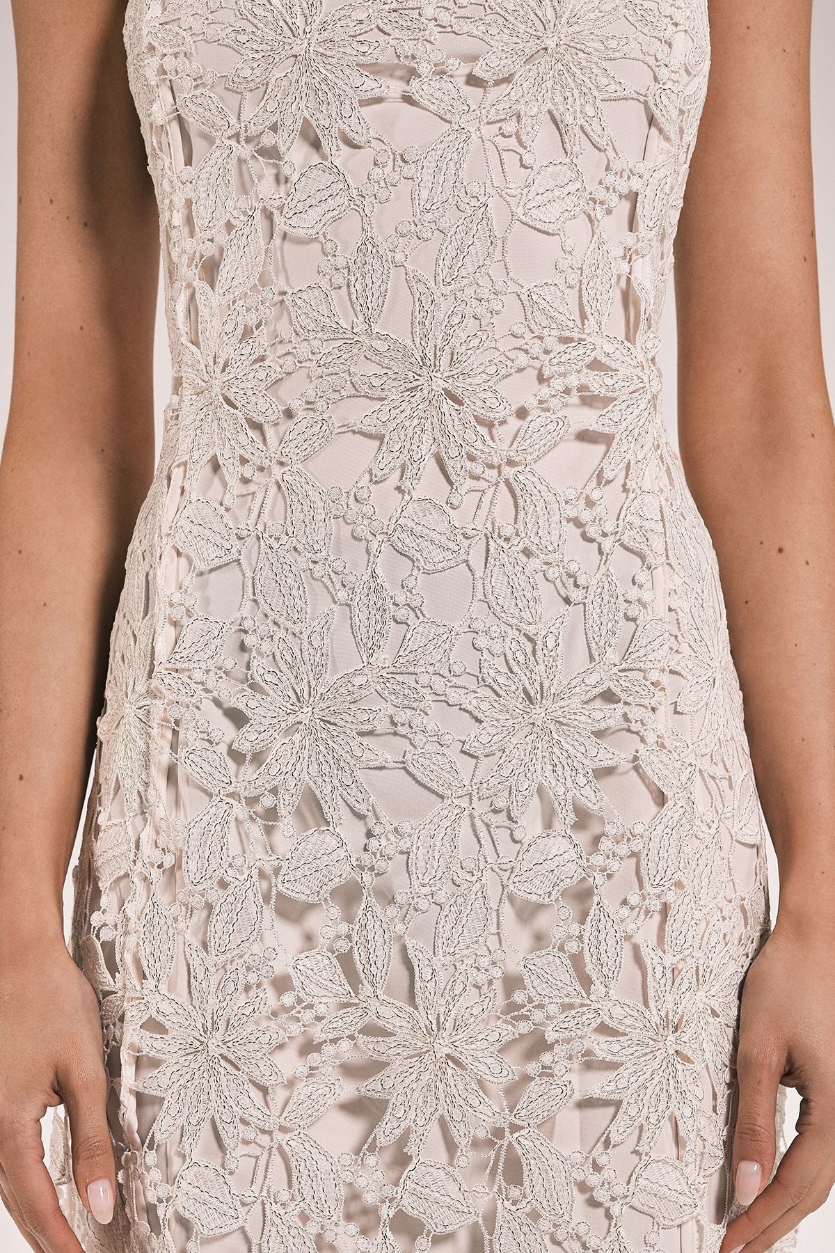 KarenMillen Petite Lace Detail Strappy Midi Dress