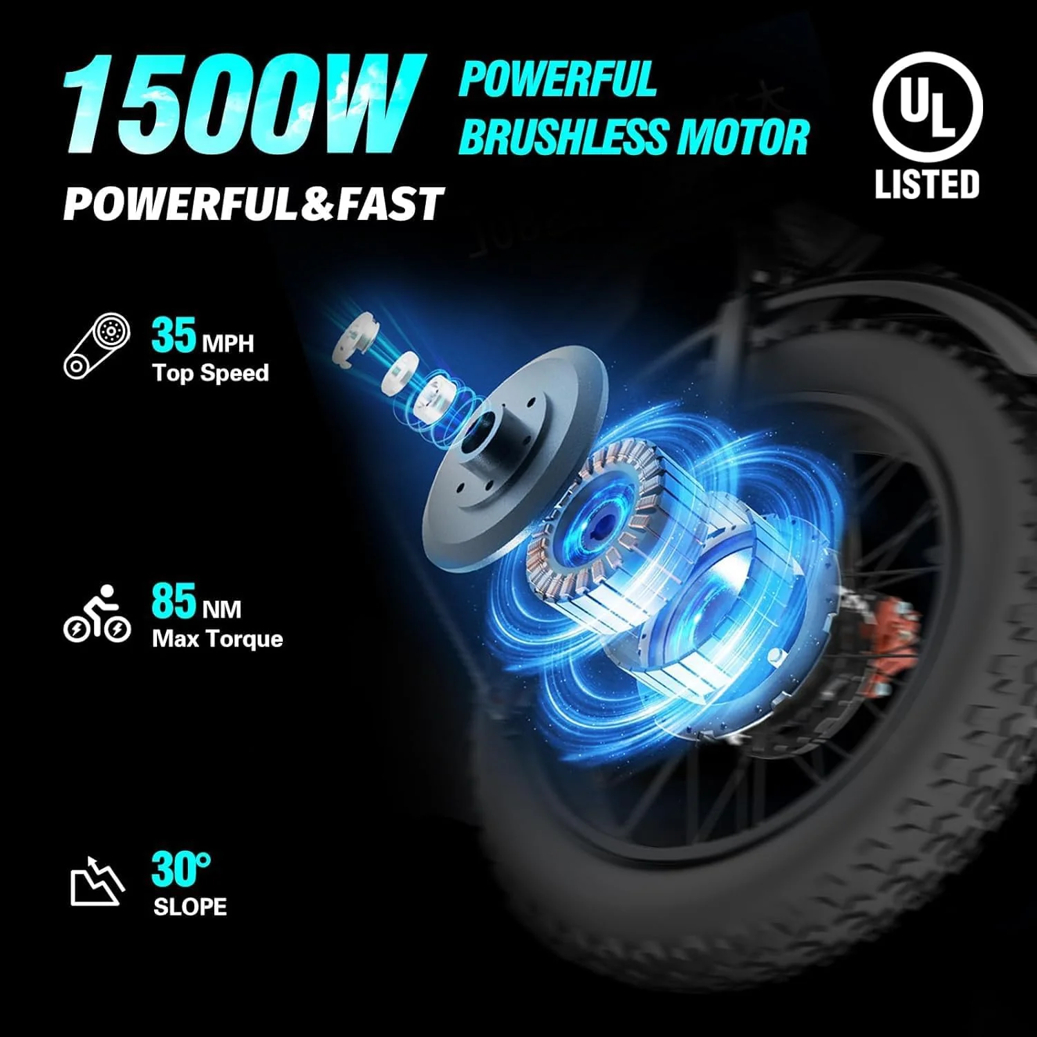 Electric Bike Q20, 2000W, 37Mph, 20" Fat Tires