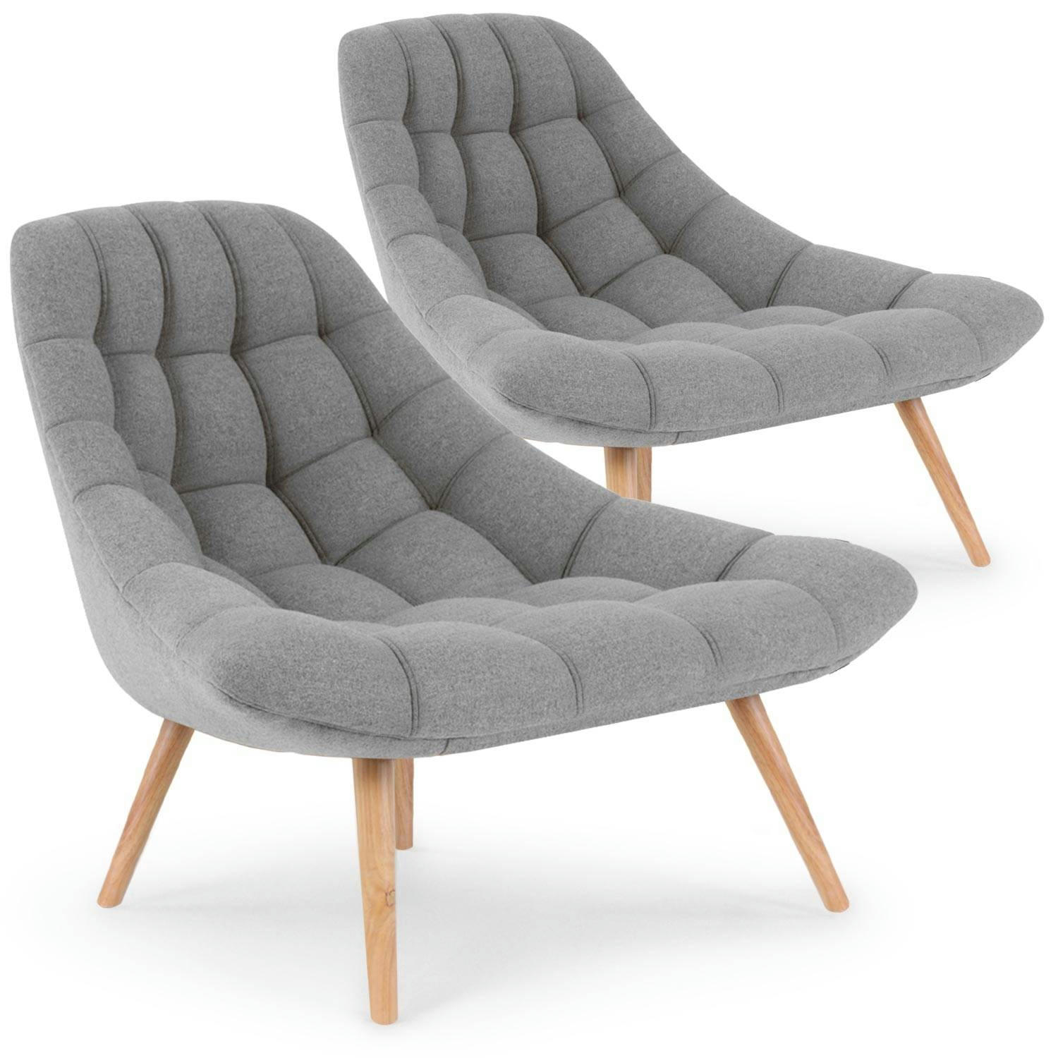 DANIOS - Lot de 2 fauteuils tissu gris
