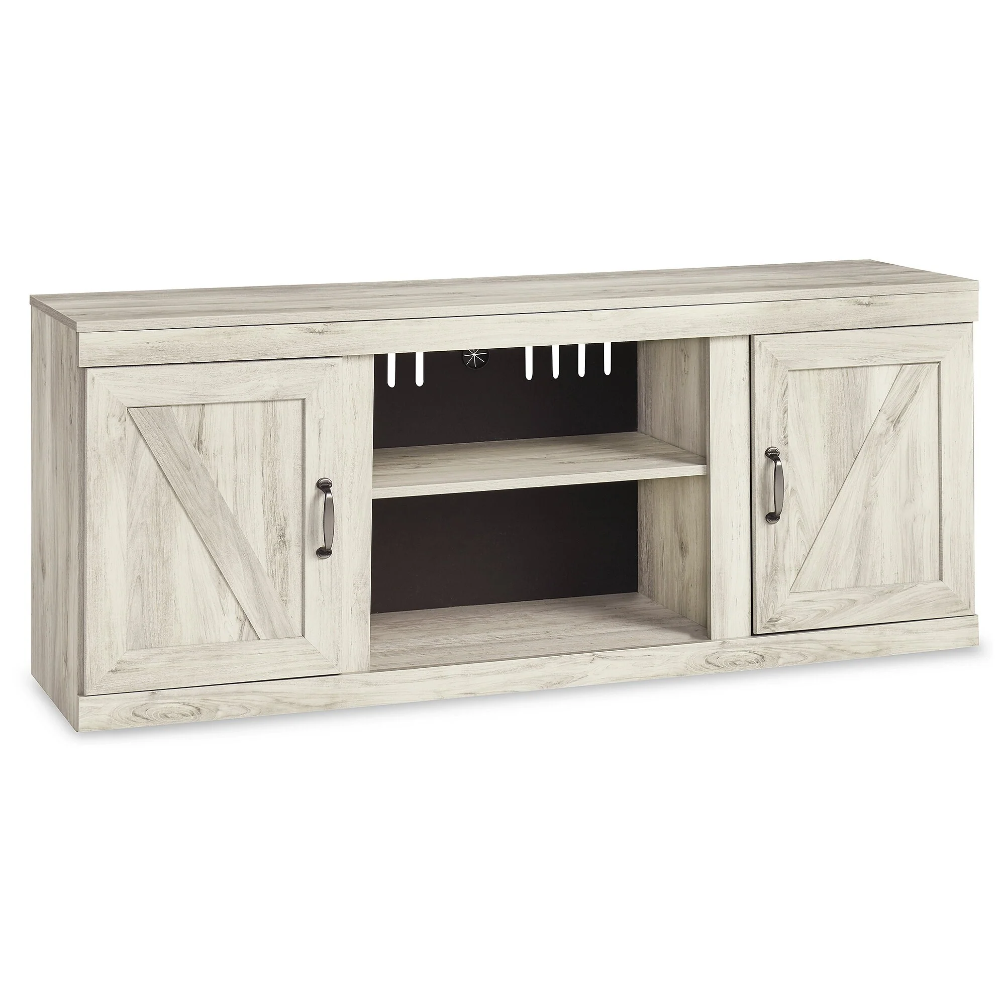 Signature Design by Ashley Bellaby Whitewash 60 TV Stand for TVs up to 69 with Electric Fireplace - 60W x 15.5D x 24.5H