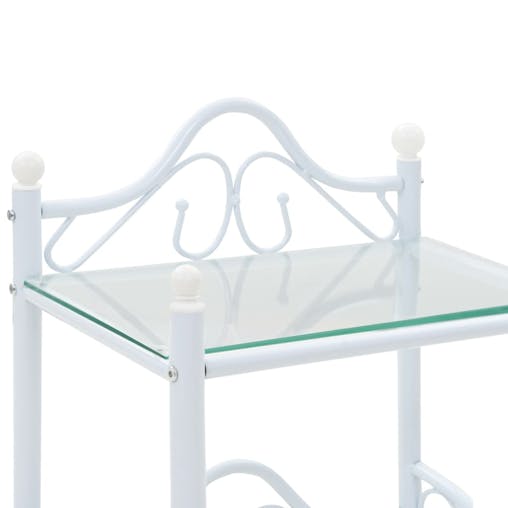 NNEVL Bedside Tables 2 pcs Steel and Tempered Glass 45x30.5x60 cm White