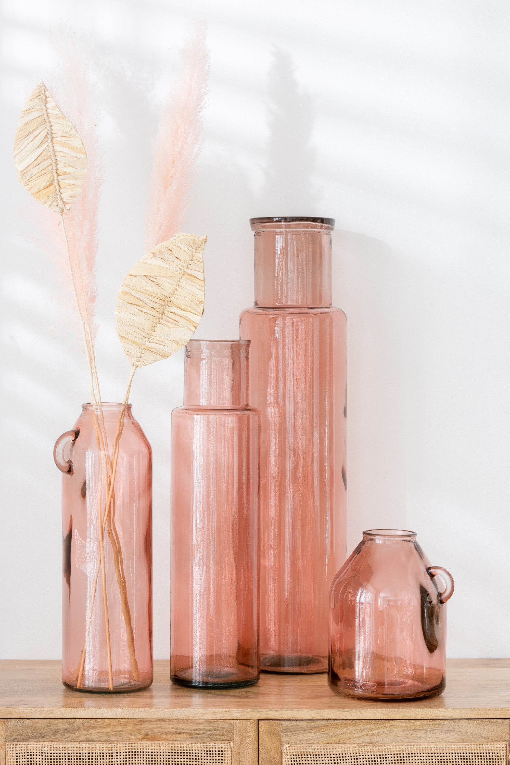 J-Line vaas Cilinder - glas - lichtroze - small - 44.5 cm ho