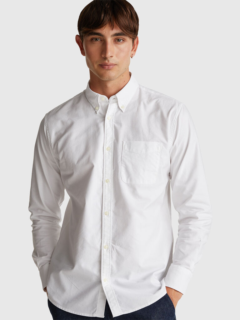 White regular fit button-down shirt