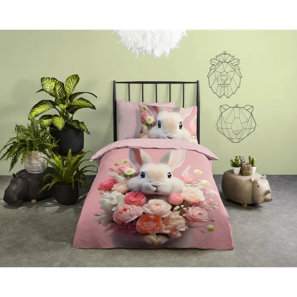 Pure Lief Konijntje Kinderdekbedovertrek Roze