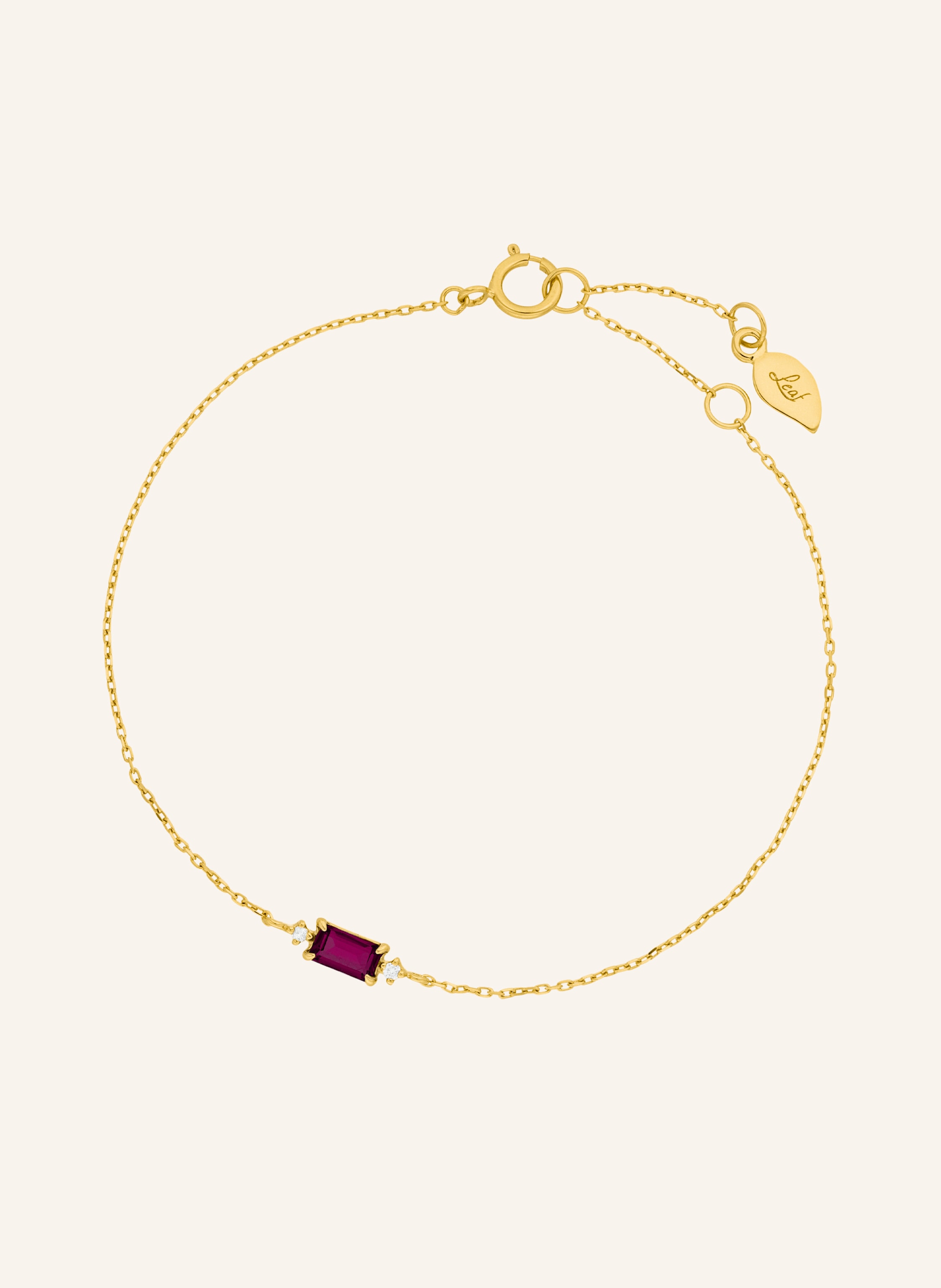 Leaf Armband RHODOLITH aus 14 Karat Gelbgold