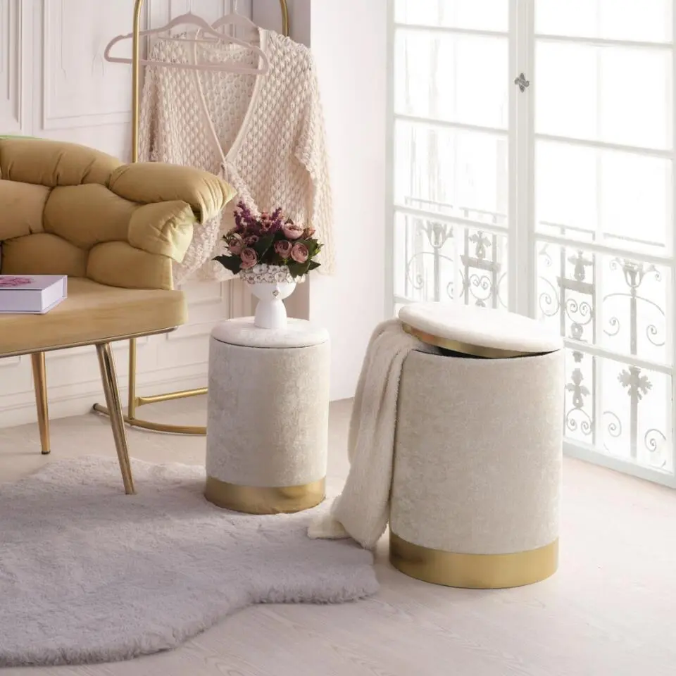 CALICOSY - 2er-Set Samt-Hocker COMFORT - 25x25x36 cm