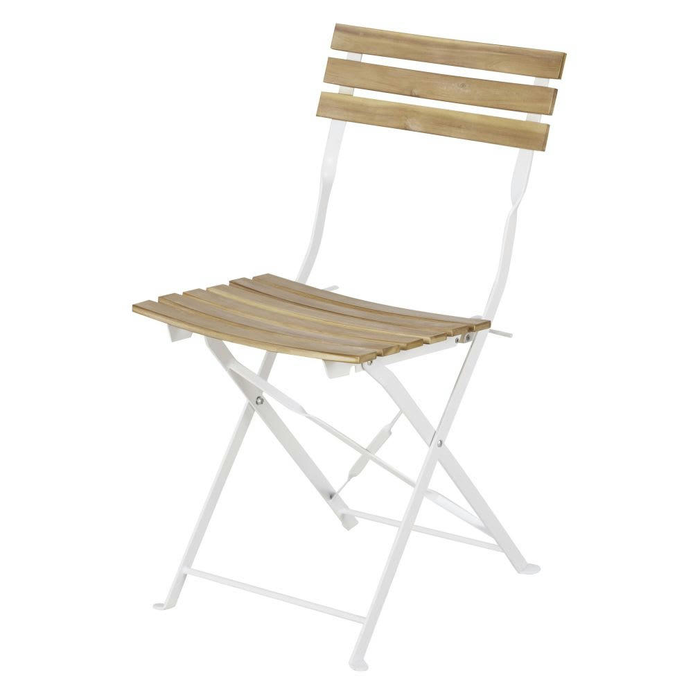 Gusto Business - Chaise extérieure professionnelle en métal blanc et beige