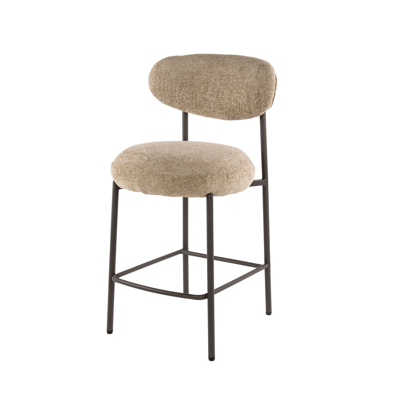 Giga Meubel Barstoel Round Cargo - Zand Stof - Zithoogte 96cm - Set van 2