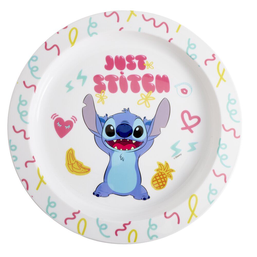 Assiette plate Stitch plastique blanc et multicolore Ø22cm