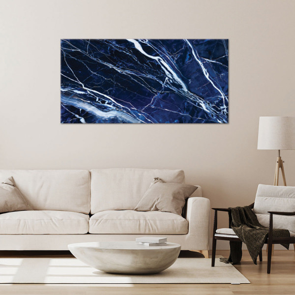 Feeby Obraz na płótnie, Niebieski Biały Marmur Tekstura 120x60